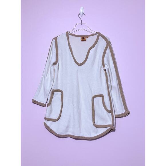 Tory Burch Flor Woven Tunic In Cream Size Medium - Picture 1 of 4